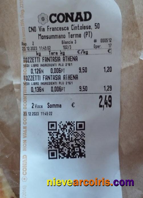 Conad retail store payment receipt